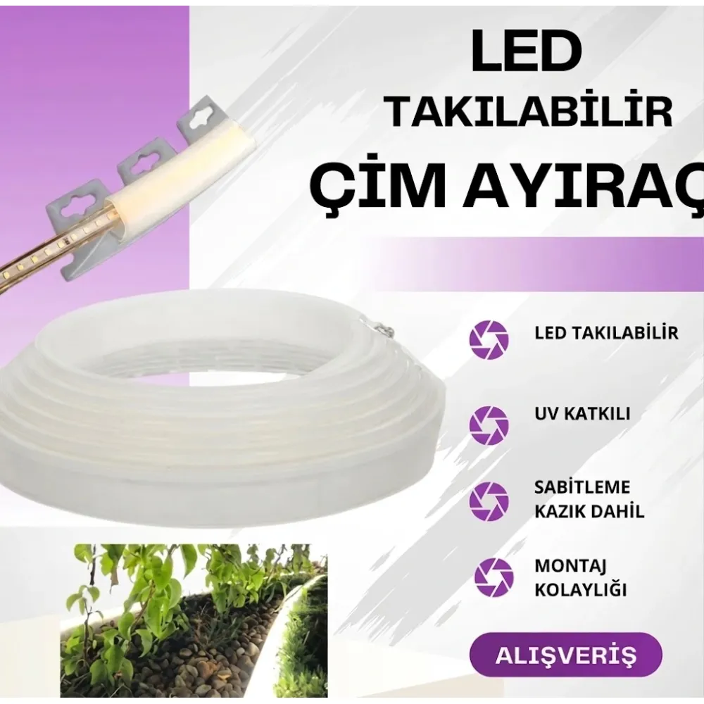 White LED Attachable Lawn Edging - 7.5 cm x 20 Meters
