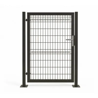 Antrasit Bahçe Kapısı - Panel Çit Kapı (Kapı Kollu ve Kilitli Model)