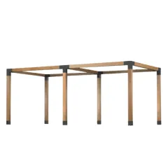 İki Bölümlü Üstü Açık Kendin Yap Pergola - 9x9 Kalas Geniş alanlar için tasarlanmış iki bölümlü, üstü açık minimalist tasarımlı 9x9 çam kalaslı kendin yap pergola sistemi