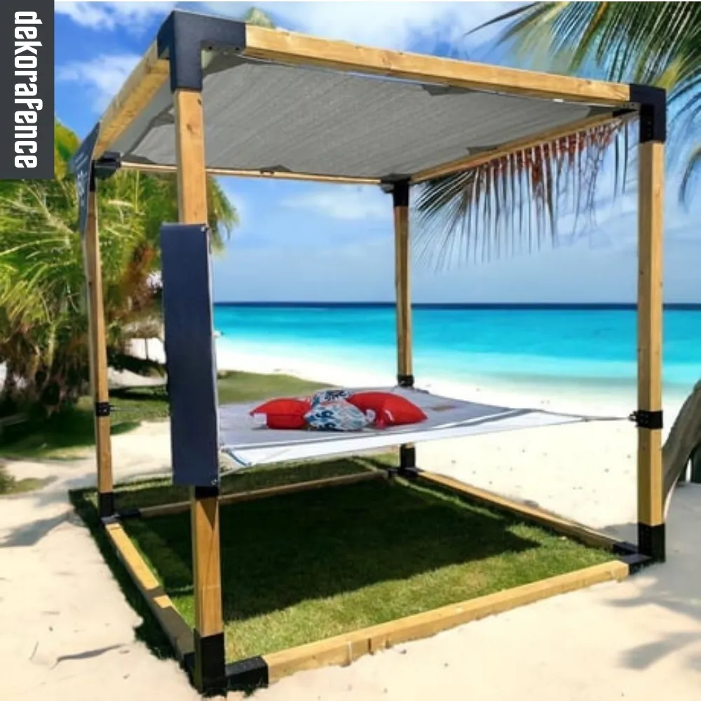 Kendin Yap Pergola Sistemi - Jüt Perdeli - 9×9 Kalas