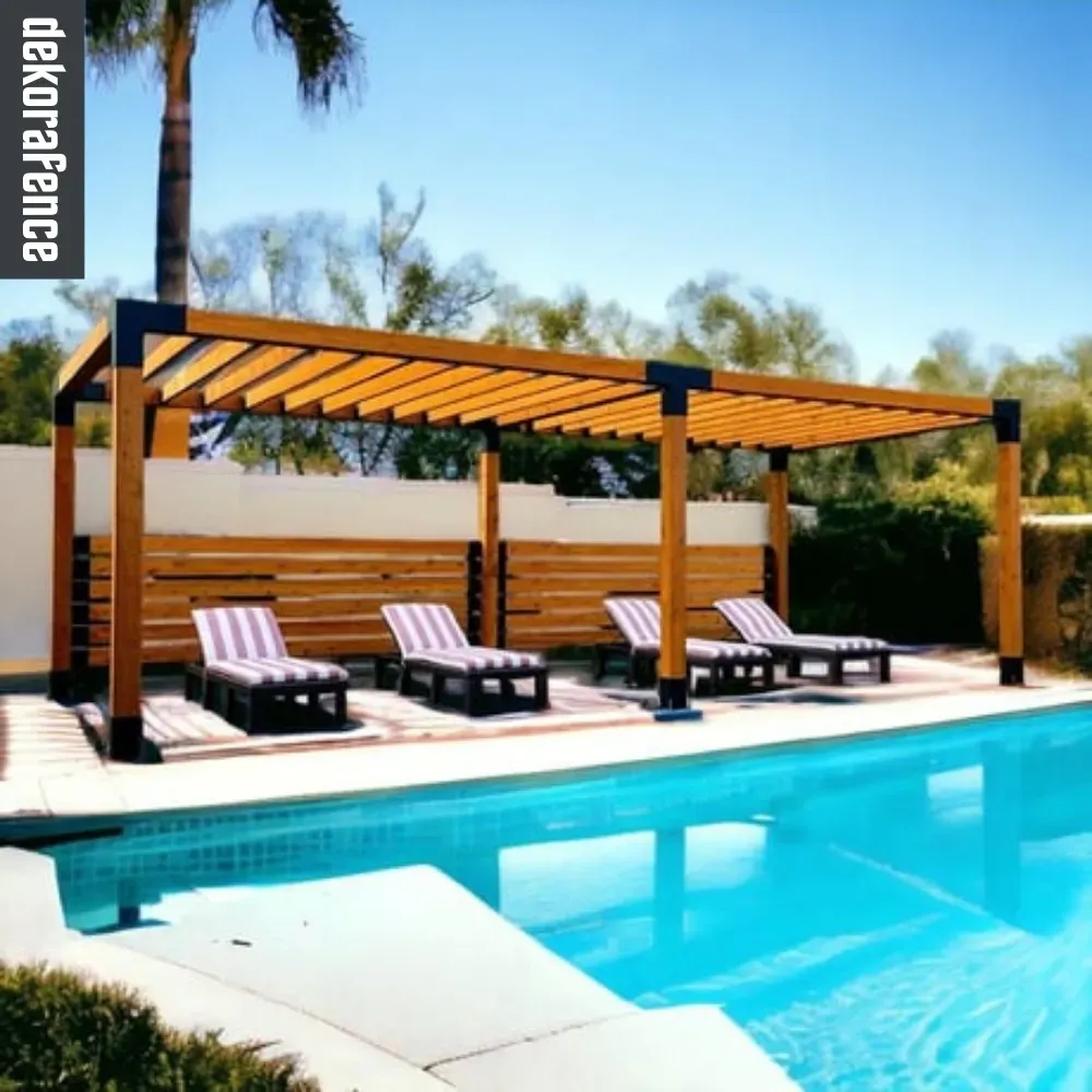 Kendin Yap Pergola Sistemi - Kirişli - 9×9 Kalas - İki Bölümlü - Braket sistemli