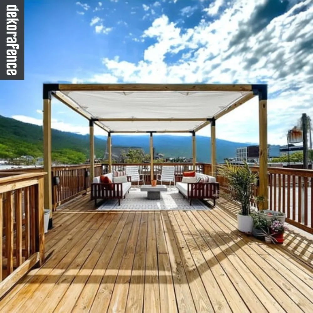 Kendin Yap Pergola Sistemi - Jüt Perdeli - 9×9 Kalas - İki Bölümlü