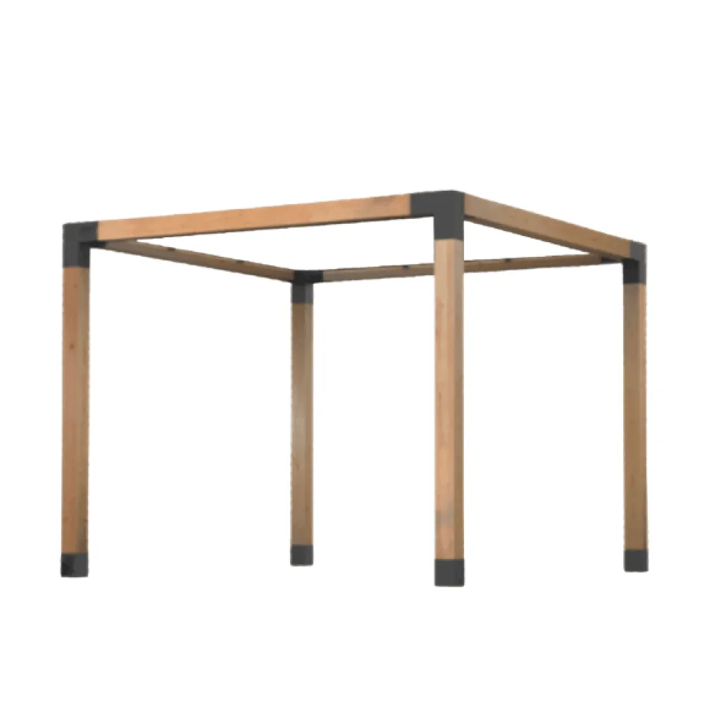 Üstü Açık Kendin Yap Pergola Sistemi - 9x9 Kalas Minimalist tasarımlı, üstü açık iskelet yapısına sahip 9x9 çam kalaslı kendin yap pergola sistemi