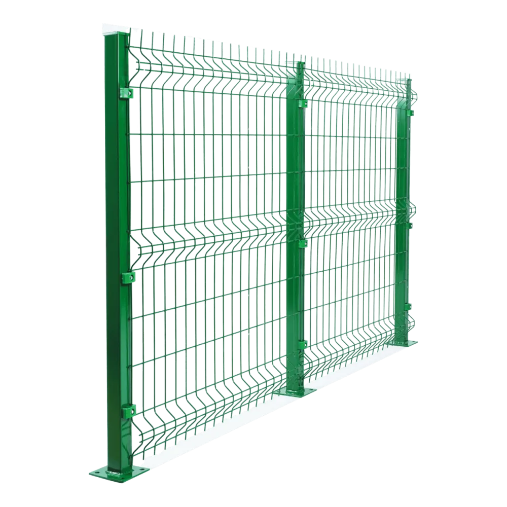 Yeşil panel çit direği ve bağlantı aksesuarları